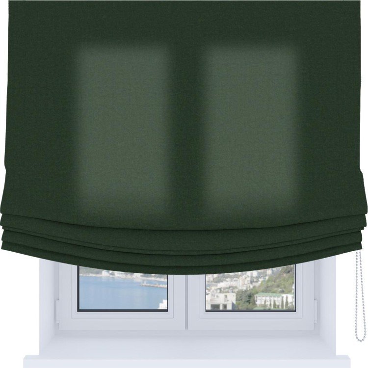 Римская штора «Кортин», канвас глубокий зелёный, Soft с мягкими складками