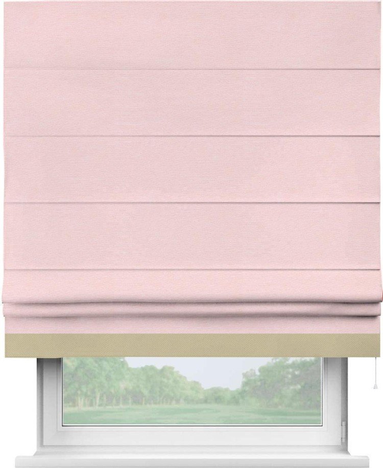 Римская штора «Кортин» с кантом Джестер, для проема, ткань блэкаут однотонный розовый