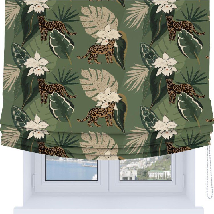Римская штора Soft с мягкими складками, «В тропическом лесу»