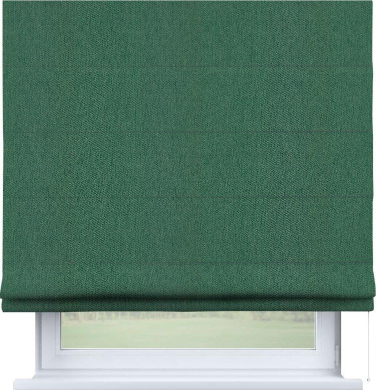 Римская штора «Кортин» для проема, ткань твид блэкаут, зелёный